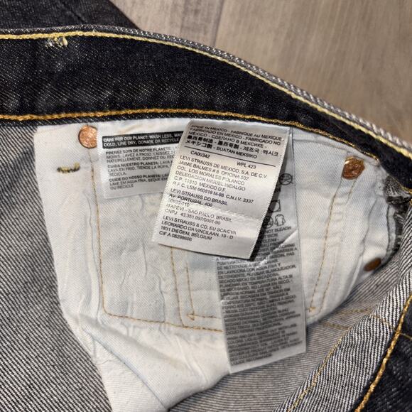 Levis 501 Jeans Men Size 38/30 Black Denim Button Fly Cotton Classic Straight - Picture 6 of 7